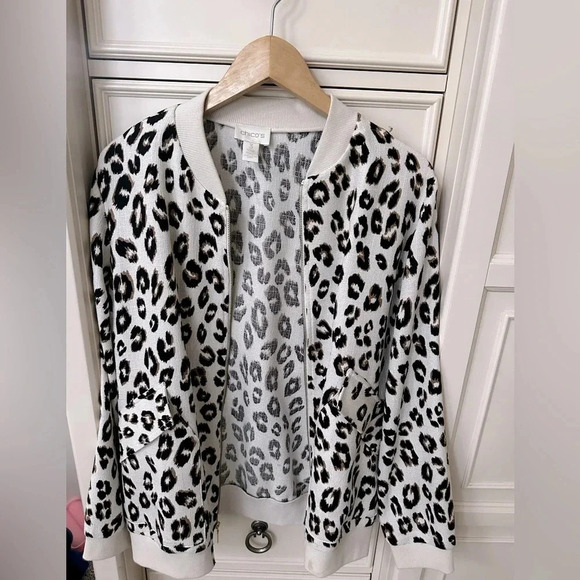 Chicos..Zip Up Sweater Animal Print Size 3 (16-18) - Picture 3 of 10